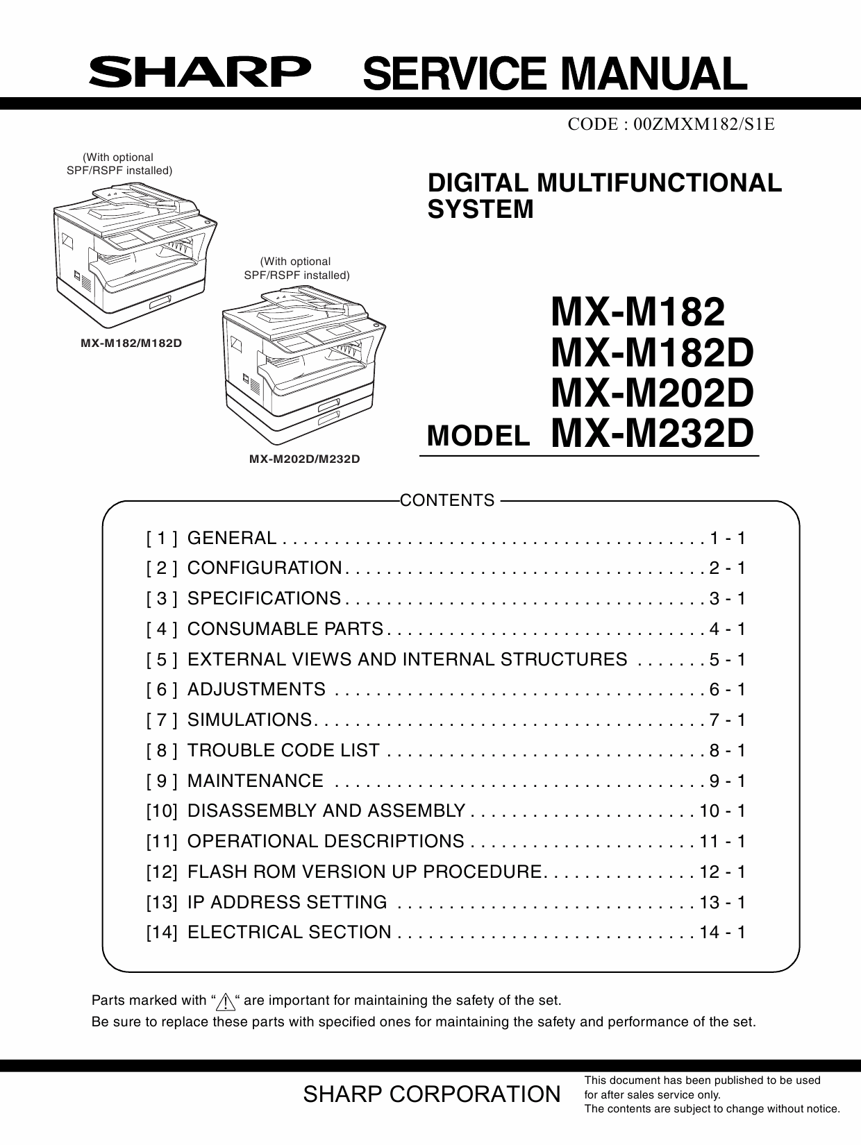 SHARP MX M182 182D 202D 232D Service Manual-1